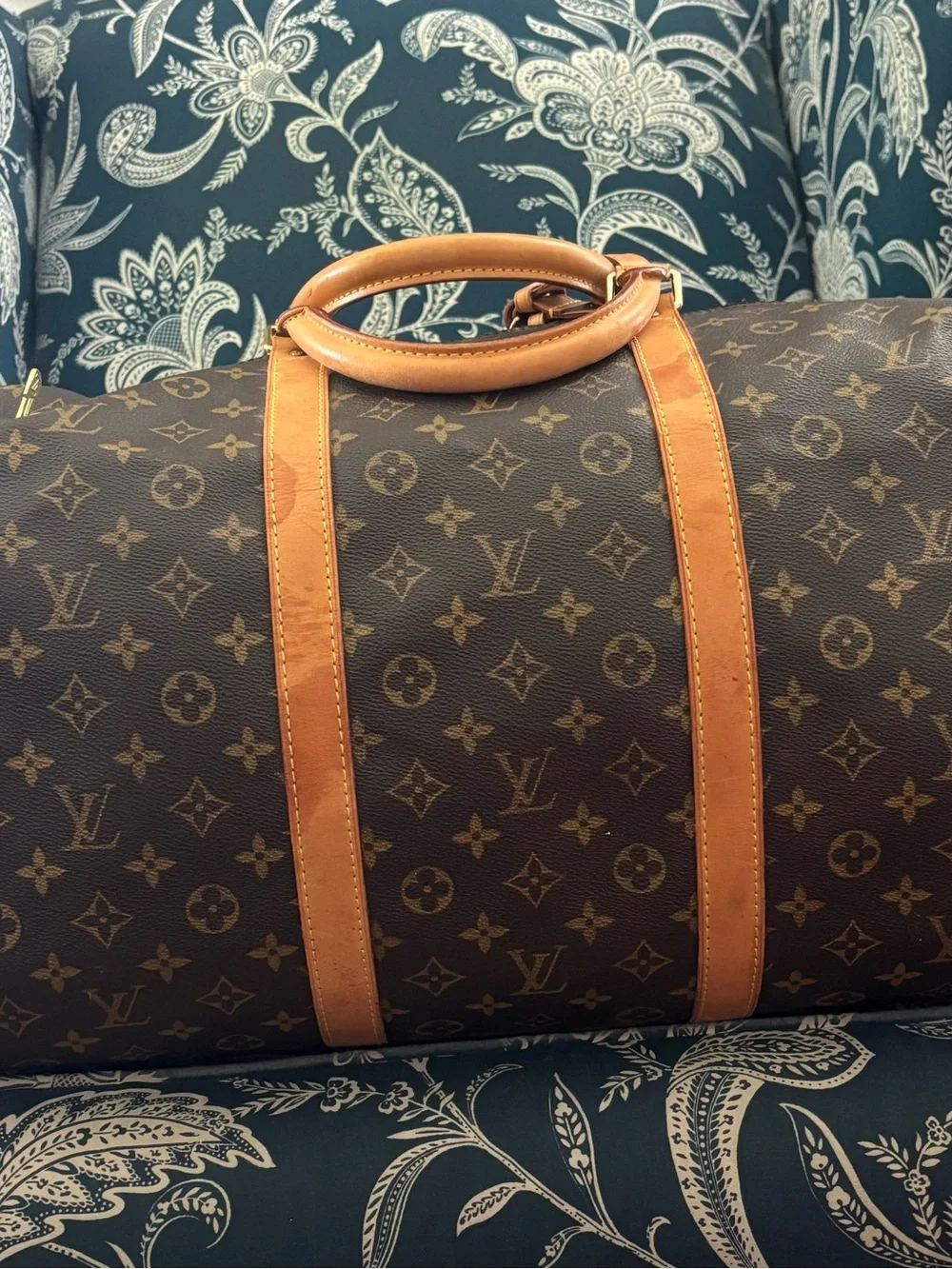 Authentic Louis Vuitton Monogram Keepall Duffle Bag - Brown/Tan BIG BAG